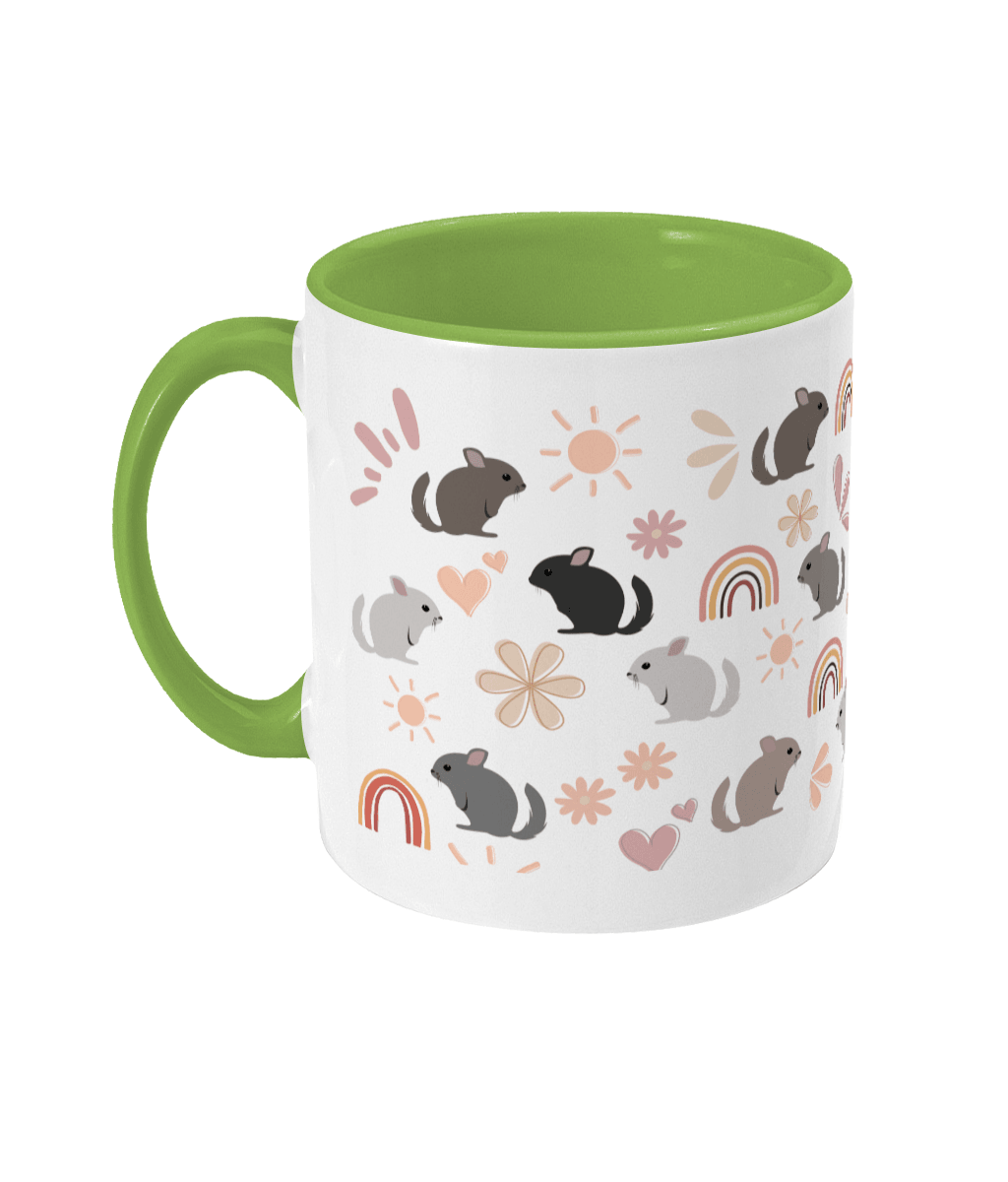 Retro vintage chinchilla mug lime green