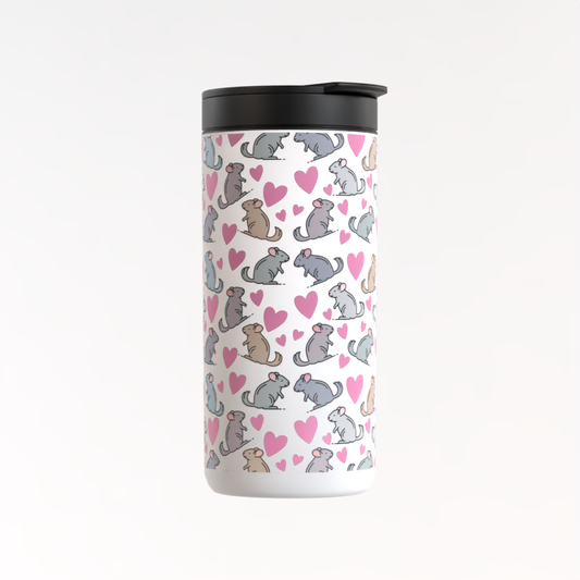 Chinchilla Thermos Flask – Eco-Friendly Reusable Travel Mug with Cute Chinchilla & Heart Pattern (400ml)