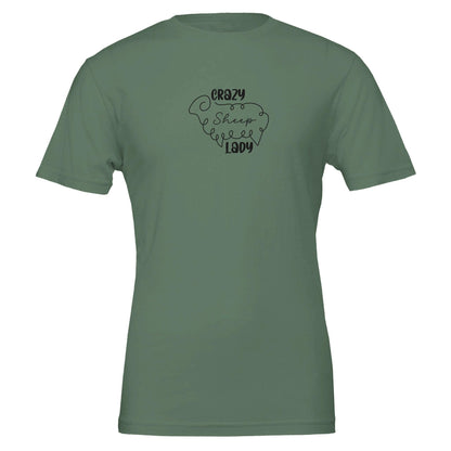 crazy sheep lady t-shirt green