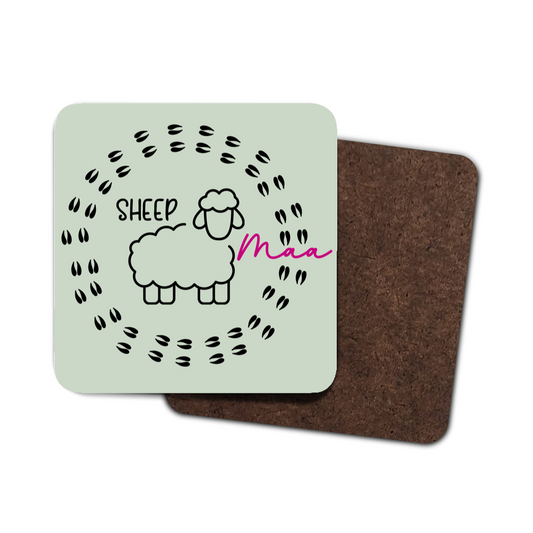Sheep Maa Coaster Green cute sheep mom coaster, sheep gift