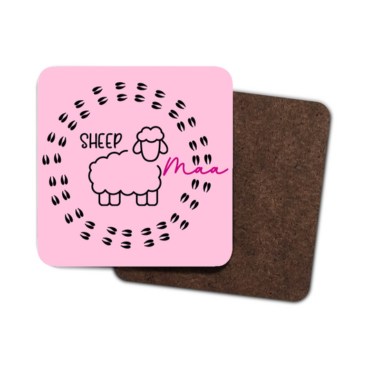 Sheep Maa Coaster Pink, Sheep mom gift, sheep lover coaster